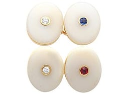 Antique Agate and Gemstone Cufflinks in Gold