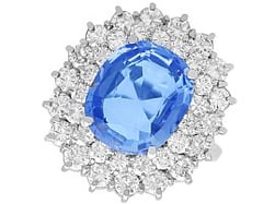 6 Carat Sapphire Ring with Diamonds