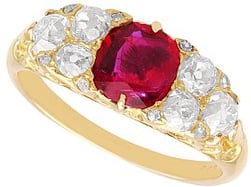 Antique Gold Ruby Diamond Ring for Sale