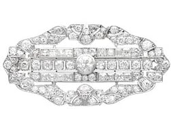Platinum Antique Diamond Brooch - Art Deco Style
