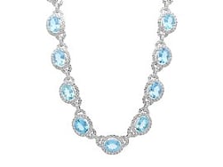 Diamond and Aquamarine Necklace in White Gold
