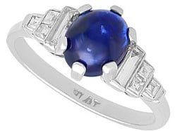 Antique Cabochon Sapphire and Diamond Ring