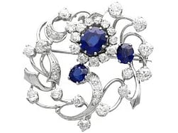 Edwardian Sapphire and Diamond Floral Brooch