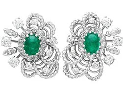 Fine Vintage Emerald Earrings with Diamonds
