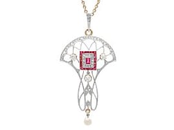 Ruby and Diamond Openwork Pendant