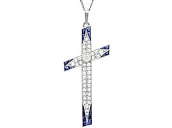 Rare Edwardian Sapphire and Diamond Cross Pendant