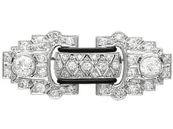 Black Enamel and Diamond Art Deco Brooch