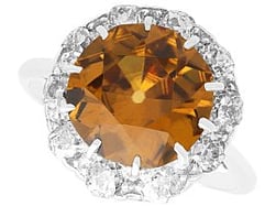 Platinum Zircon and Diamond Cluster Ring for Sale