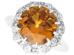 Platinum Zircon and Diamond Cluster Ring for Sale