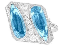 1920s Pear Cut Aquamarine Cocktail Ring