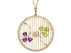 Edwardian Amethyst Peridot and Pearl Pendant