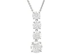 4 Diamond Drop Pendant Necklace in Platinum