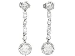 1930s Platinum Diamond Drop Earrings