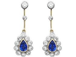 Pear Sapphire Drop Earrings in Yellow Gold
