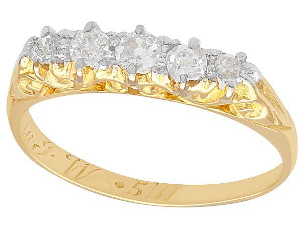 Antique Yellow Gold Five Stone Diamond Ring