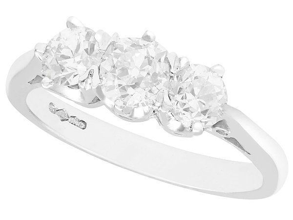 platinum three stone diamond ring