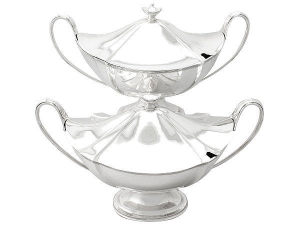 Antique Edwardian Sterling Silver Soup Tureens