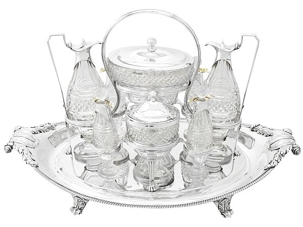 antique cut glass cruet set