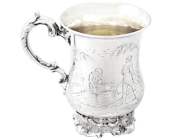 Sterling Silver Mug with Farming Scenes