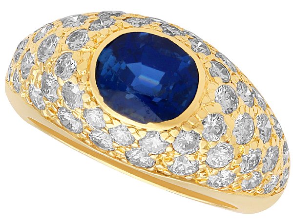 Oval Cut Sapphire and Diamond Ring