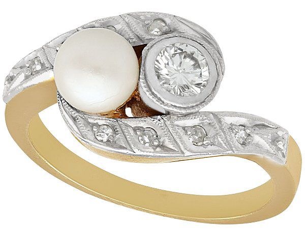 Antique Pearl and Diamond Twist Ring