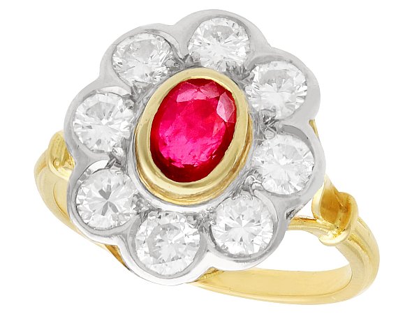ruby and diamond cluster ring