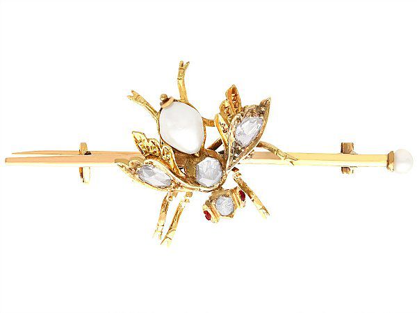 Antique Pearl Insect Brooch