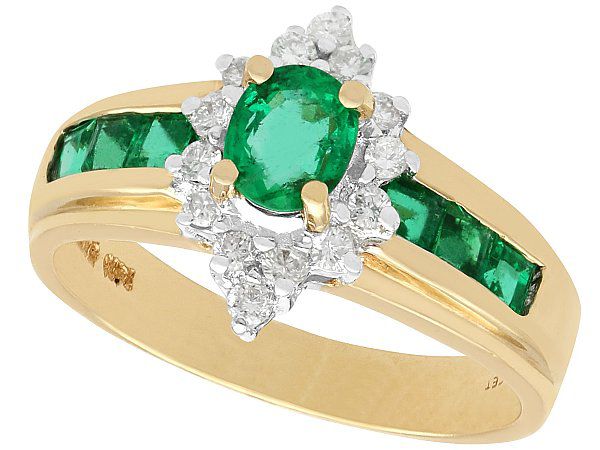 Emerald & Diamond Yellow Gold Ring