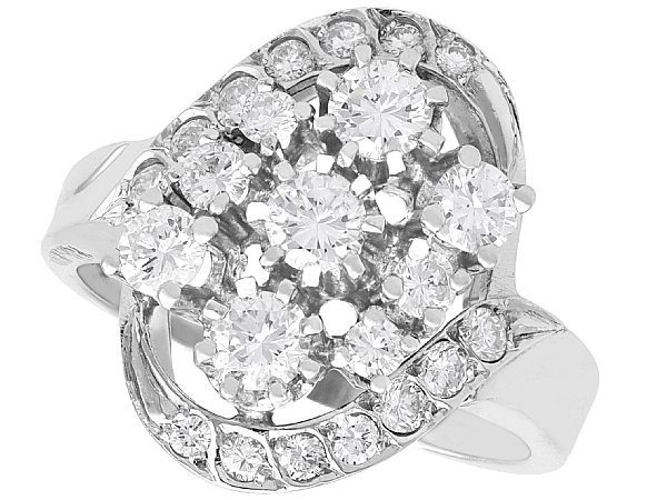white gold diamond cluster ring