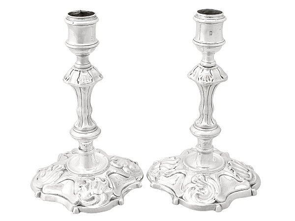 Cast Silver Candlesticks 