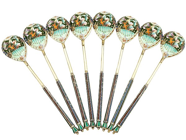 Silver and Enamel Spoons