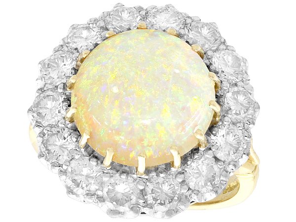 Opal and Diamond Cluster Ring