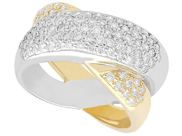 criss cross pave set diamond ring
