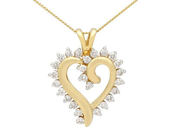 Gold and Diamond Heart Pendant 