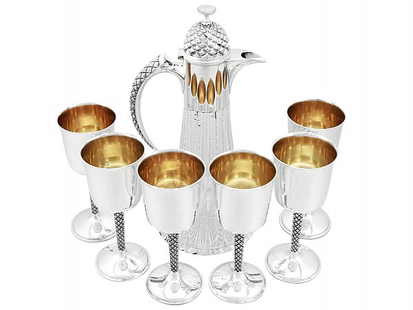 Silver Claret Jug and Goblets 