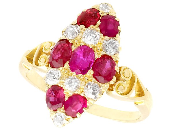 Antique Gold Ruby and Diamond Ring