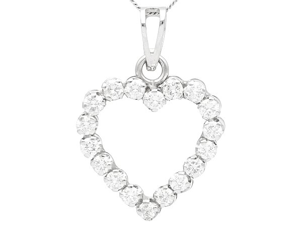 Diamond Heart Pendant in White Gold