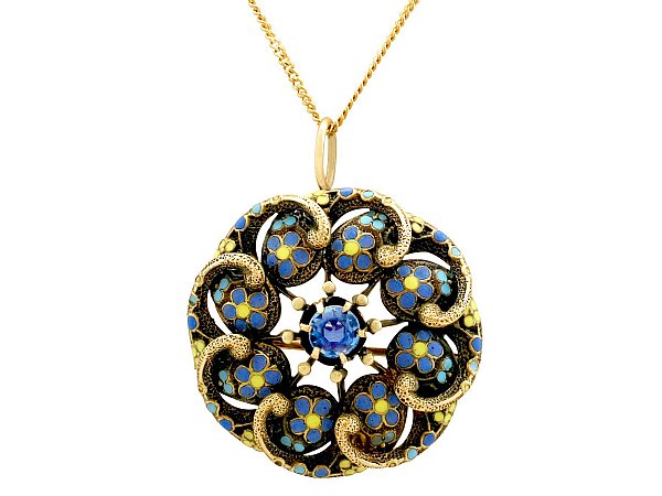 Sapphire and Enamel Pendant 