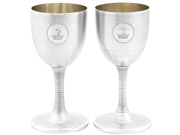 Silver Wine Goblets Engraved