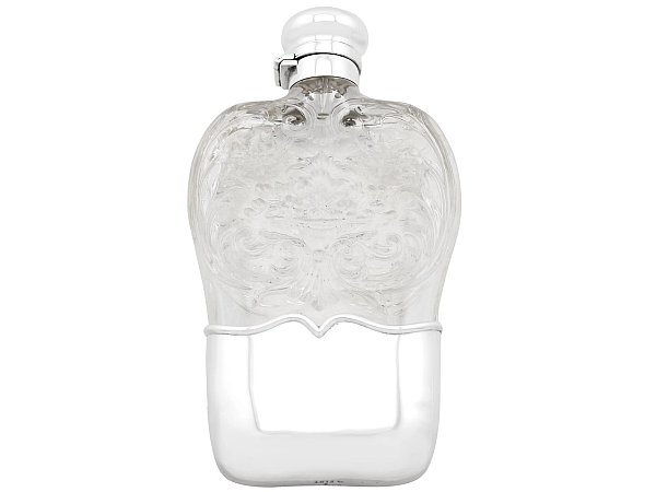 Antique Glass and Silver Hip Flask