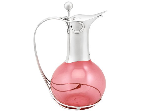 Cranberry Coloured Glass Claret Jug