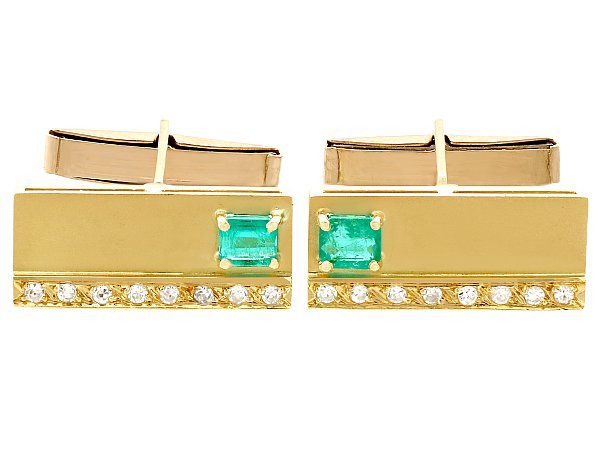 Emerald and Diamond Cufflinks in Gold