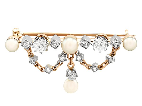 Victorian Diamond and Pearl Brooch