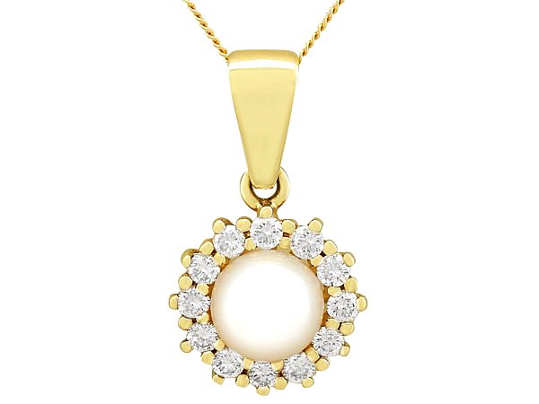 Cultured Pearl and Diamond Pendant
