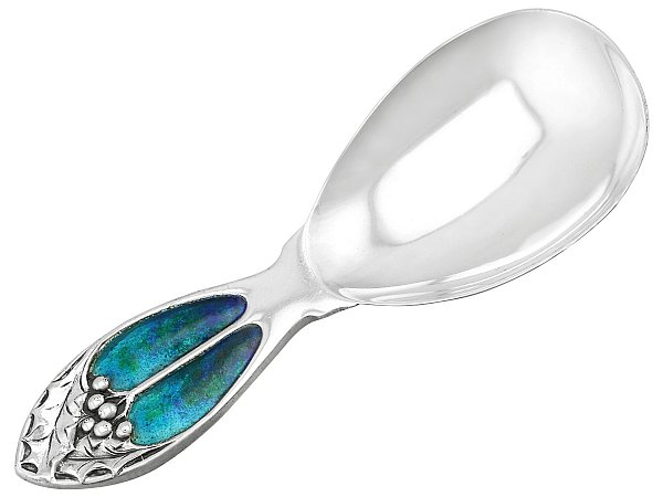 Antique Silver and Enamel Tea Caddy Spoon