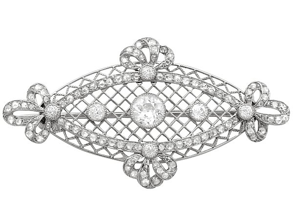 antique diamond and platinum brooch