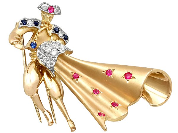 diamond and gemstone matador brooch