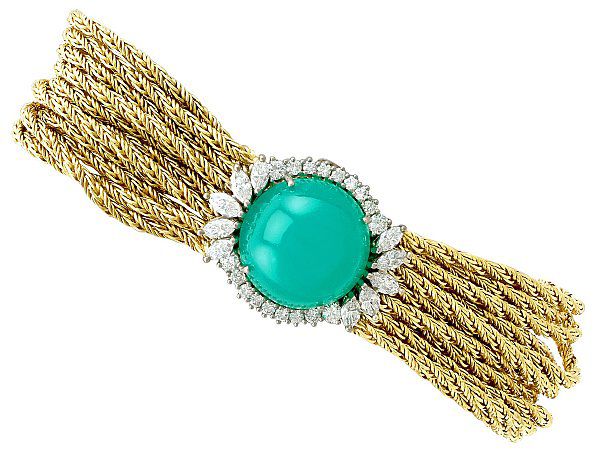 Vintage Diamond and Chrysoprase Bracelet 