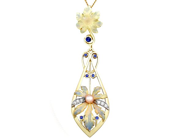 Victorian Diamond and Enamel Pendant