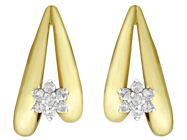 vintage yellow gold diamond earrings